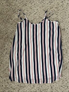 Striped Navy, White & Red Spaghetti Strap Tank Top